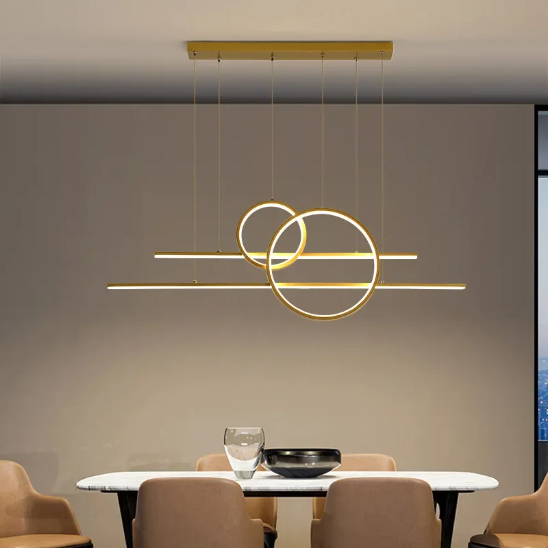 

Modern Simple Led Chandelier Gold Black Dimmable for Table Dining Room Kitchen Bar Pendant Lamp Decor Lighting Suspension Design