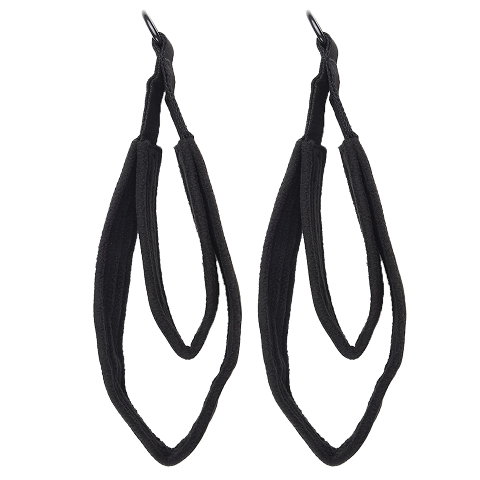 2pcs Double Loop Pilates Circle Foot Straps Black Foot Reformer Fitness Equipment Straps Pilates Double Loop With D-rings