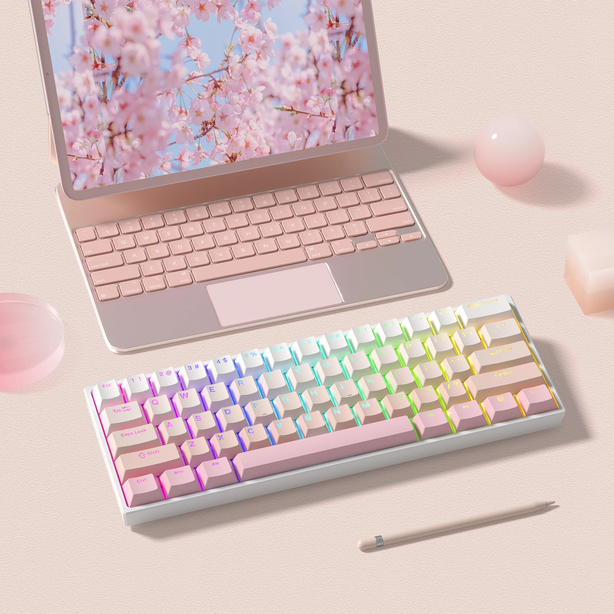 Top Print Backlit Pbt Keycap Duplo Tiro Brilhar Através de Keycap para Gateron Cherry mx Gamer Teclado Mecânico Tecla 132 Rosa - Imagem 5