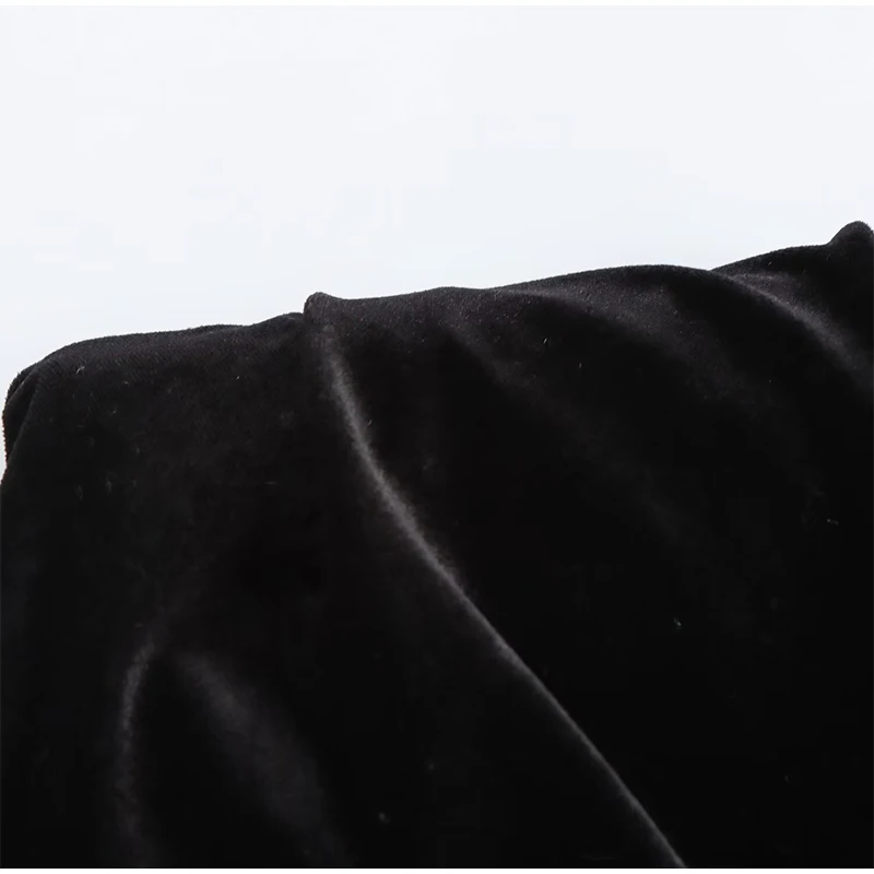 Elegante vestido largo plisado de terciopelo con escote en V para mujer, elegante vestido de noche vintage ajustado negro con una sola botonadura de metal sin mangas para mujer