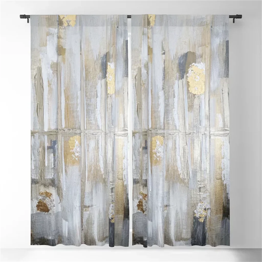 

3D Modern Home Decor Golden Marble Stripe Abstract Sunshade Curtains 2 Panel Living Room Bedroom Kitchen Window Decor Curtains