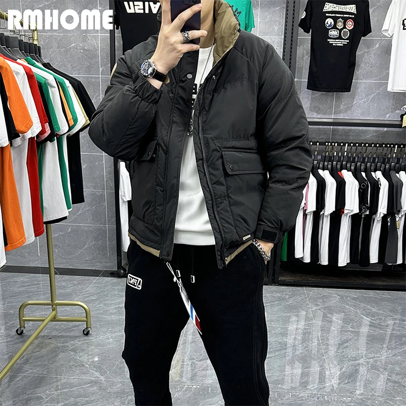 

Men's Down Jacket Short Standing Collar Thickened Coat White Duck Down Male Windbreaker Fashionable Trend Winter New Clothing
