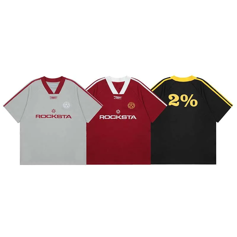 Letter Print Short Sleeve Oversized T-shirt Mens Summer Casual Crew Neck Contrast Paneled Cotton Loose Couple Tees_voghion.com