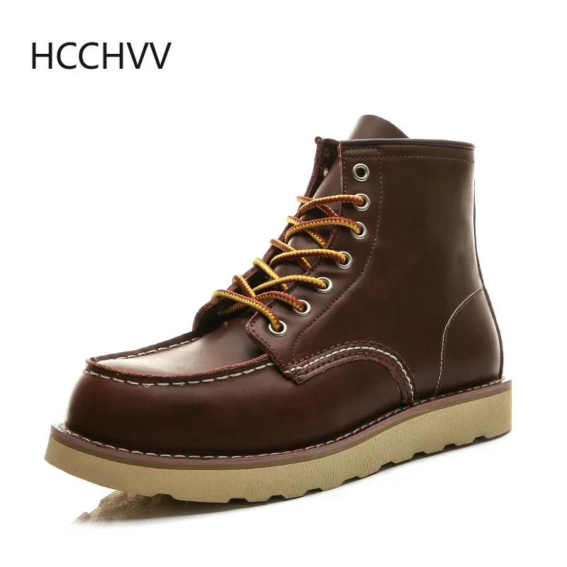 Red Black Winter Mens Shoes Desert Keep Warm Vintage Culture Wings Rookie Mens Boots Motorcycle Boots Red Black Western mens leather boots motorcycle leather boots