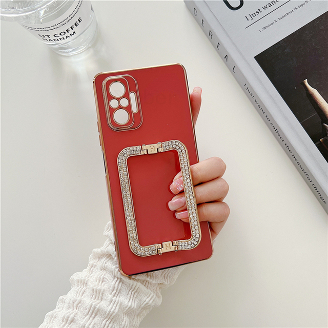 Plating Silicone Rhinestones Holder Case For Xiaomi POCO X3 M3 M4 12 Pro 11 Ultra 11T 10 Lite 10T Mix4 CIVI Diamond Stand