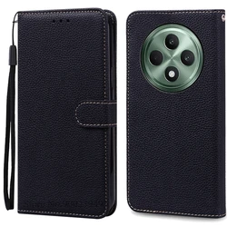 Leather Wallet Flip Cover for Oppo Reno 12 - Premium Phone Case (Black)