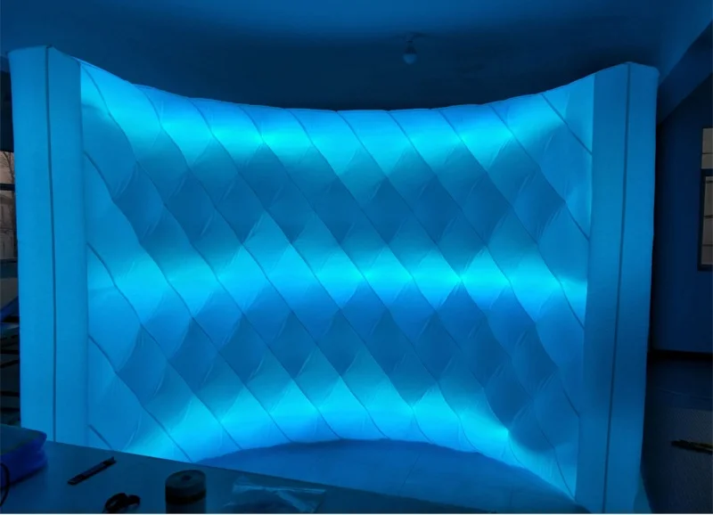 EJIA 10ft/13ft Inflatable Photo Booth Wall White Curved Wall Wedding Backdrop with 3pcs LED