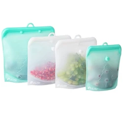 Eco - Friendly Reusable Silicone Storage Bags - Set of 4, Double Zip Seal, Microwave & Freezer Safe (Set of 4)