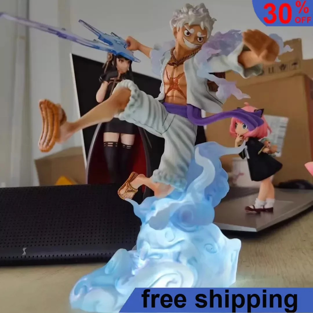 

20cm One Piece Anime Figure 5 Gears Nika Luffy Light Flame Sun God Can Emit Action Figure Collection PVC Model Doll Gift Toys