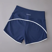2024 New Color Contrast High Waist Sports Shorts Tight Elastic Peach Hip Training Fitness Yoga Hot Pants - Image 2