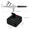 Nasedal NT-19 Dual-Action Airbrush Compressor Kit 0.3mm Airbrush Spray Gun for Nail Airbrush Model Cake Car Fish Shoes Painting 5