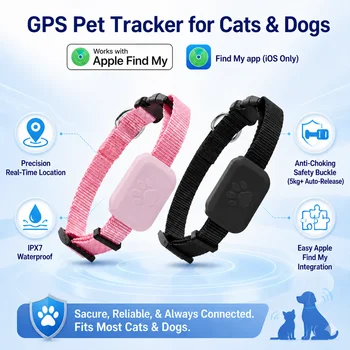 Rastreador GPS para Mascotas a Distancia, Impermeable, Seguimiento en Tiempo Real, Alerta de Movimiento, Collar Antipérdida para Perros y Gatos, Localizador Global para Apple Find APP 1
