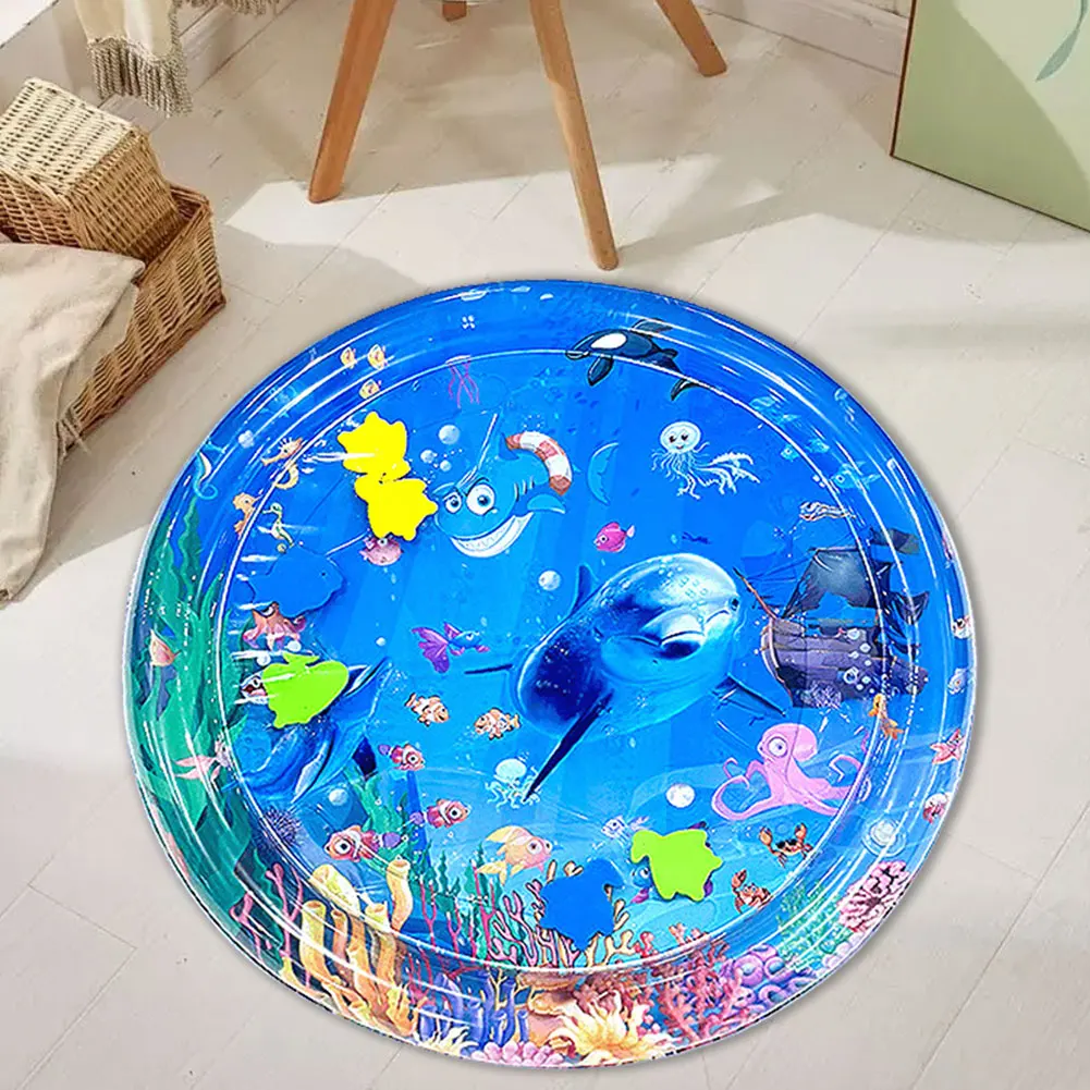 Water Sensory Playmat with Fish Sensory Water Play Mat Tummy Time Water Play Mat for Bored Indoor Cats