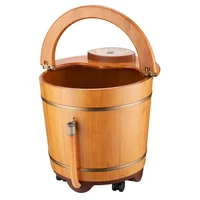 อ่างแช่เท้าไฟฟ้าพร้อมที่จับนวดบ้านซาวน่าเครื่องทําความร้อนอัตโนมัติอุณหภูมิคงที่ประสบการณ์สปาไม้ 6