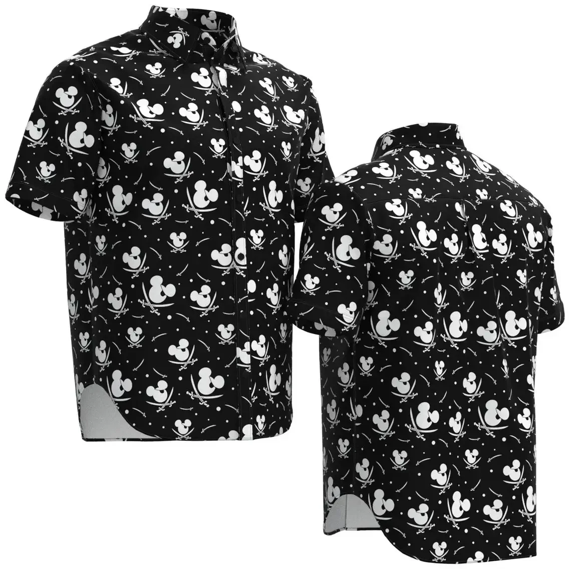 2024 Disney Camicia Hawaiana Mickey Mouse Blindfold Camicia Con Spada Pirata Camicia Hawaiana A Forma Di Camicia A Maniche Corte Di Moda