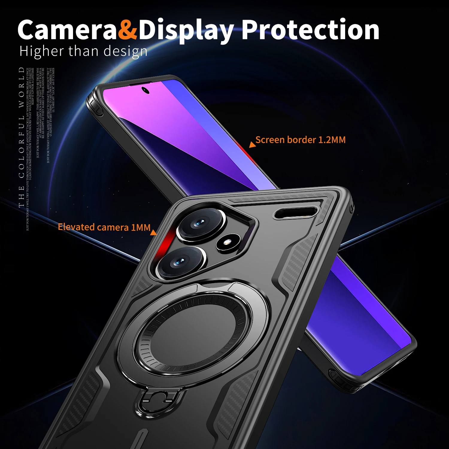 Für Xiaomi Redmi Note 13 Pro Plus 5G Hülle Militärische Rüstung stoßfest 360 ° Rotierender magnetischer Ringständer aus TPU-Kunststoff für Telefonabdeckung – Detail 13