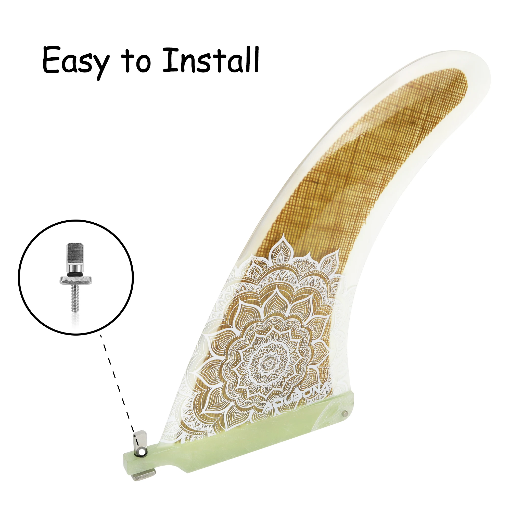 10 Inch Paddle Board Fin With Screw - No Tool SUP Fin For Longboard, Surfboard, Paddleboard - Reinforced Nylon & Fiberglass