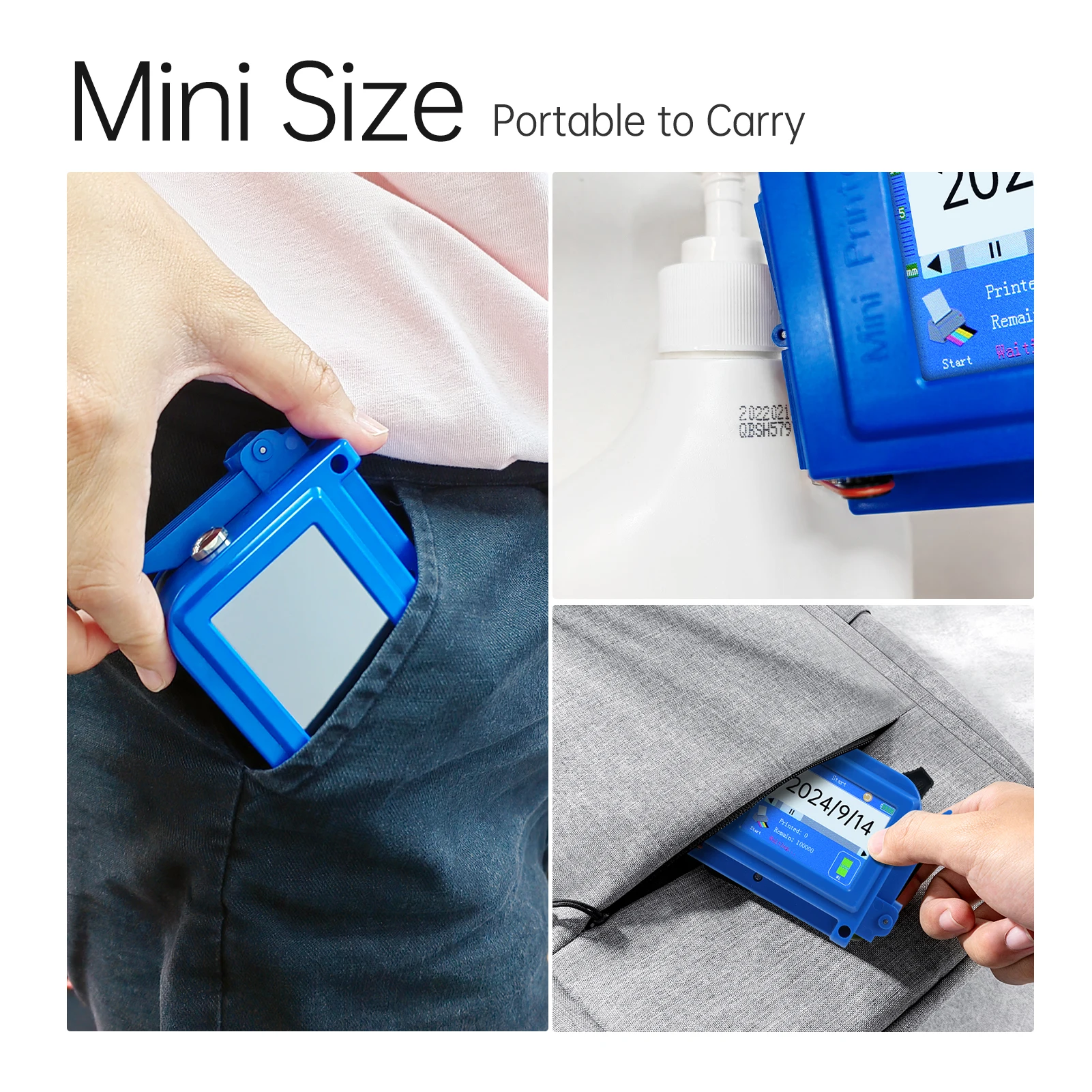 NEW Handheld Inkjet Printer with 2.4 Inch Touchscreen Intelligent Barcode Printer Support Logo Date QR Code Symbols Batch Number