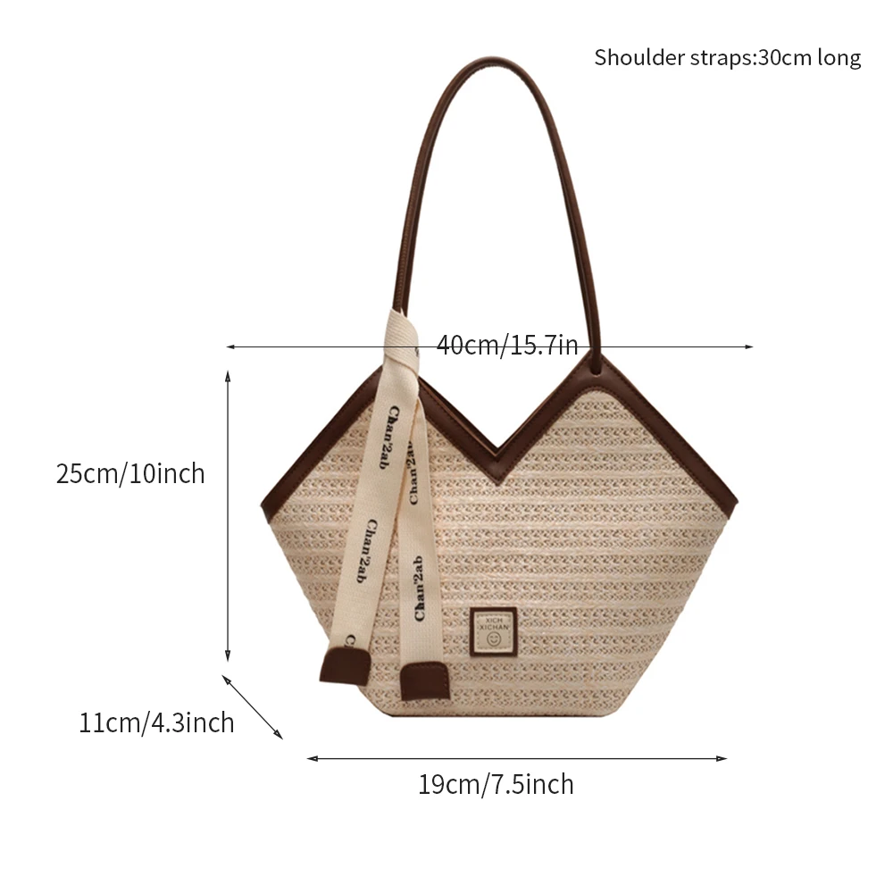 Woven Straw Bag For Women With Large Capacity 2023 New Summer Beach Shoulder Bag, Beach Vacation Commuting Tote Bag