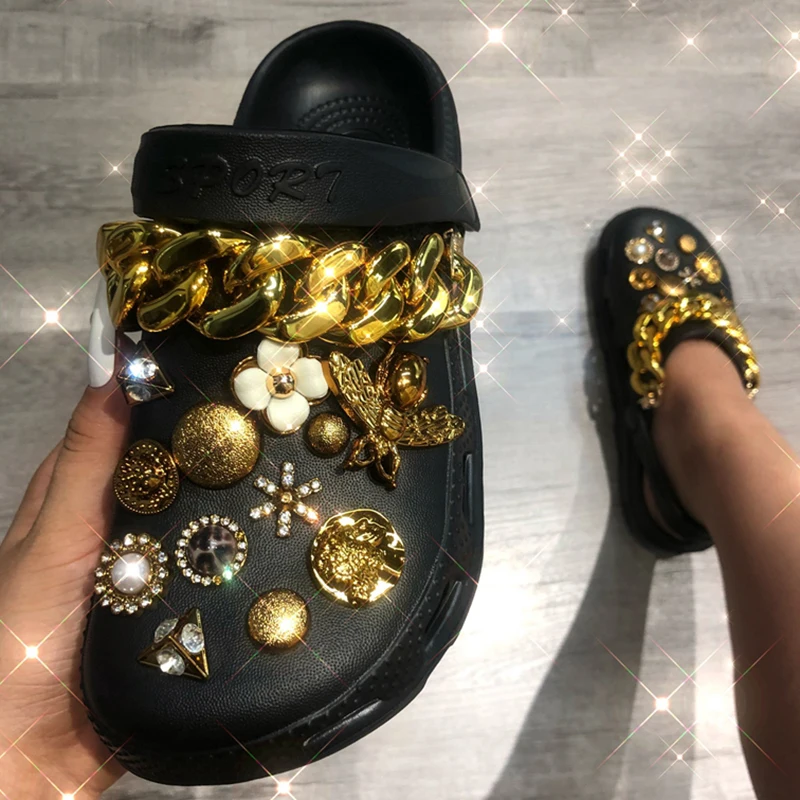 Summer Women Slippers Garden Sandals Platform Clogs EVA Chain Decoration Casual Outdoor Flip Flops Shoes For Female women sandals slippers sandals women slippers platform slippers