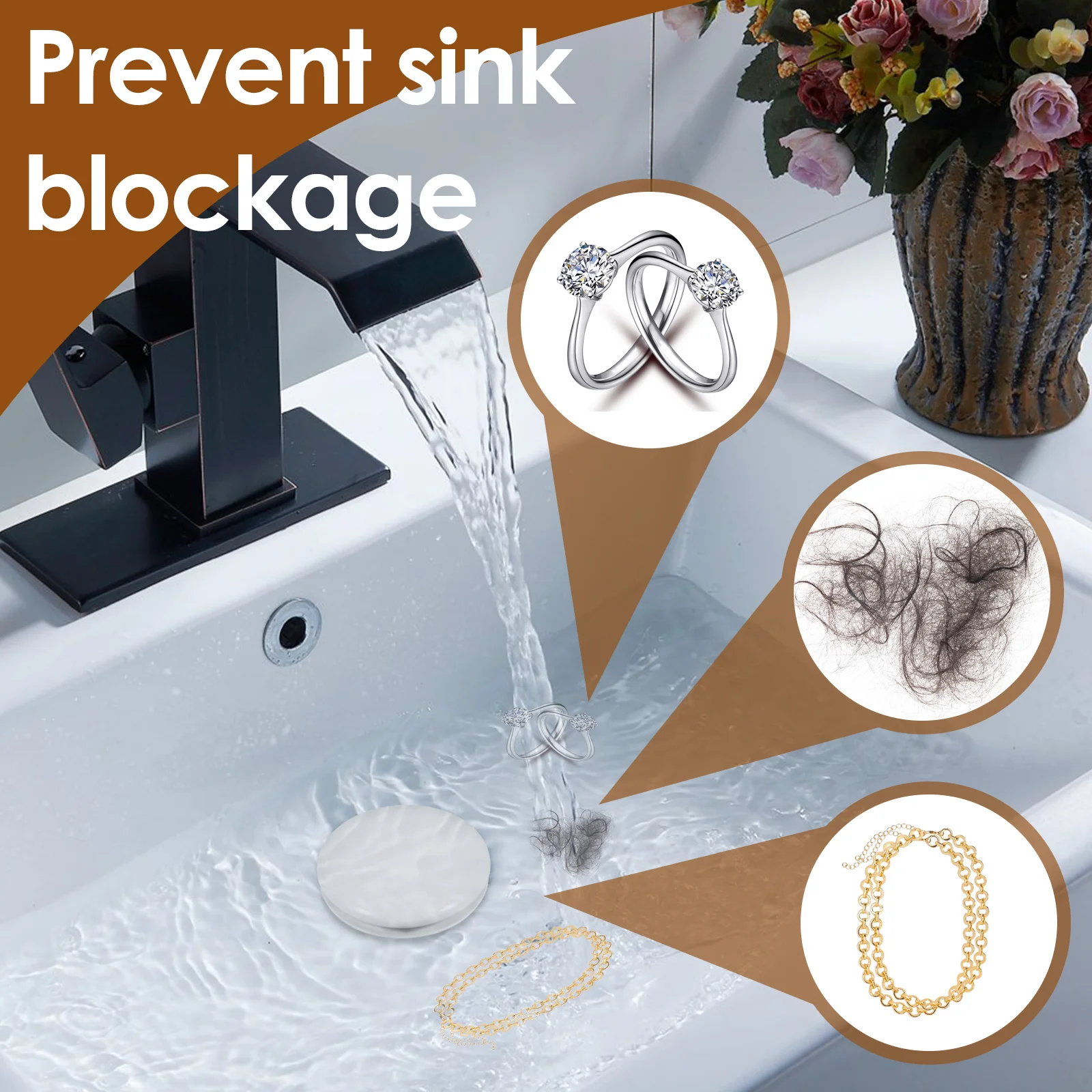 2/4/8Pcs 2 in 1 Sink Drain Strainer Pop Up Universal Kitchen Bathroom Brass Filter Basket Anti Clogging Wash Basin Hair Catcher