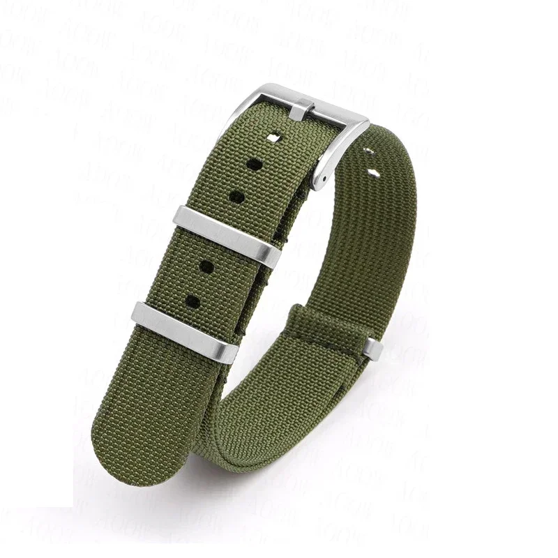 Ribbed Nylon Military-Style Watch Strap - Breathable Fabric Replacement Band