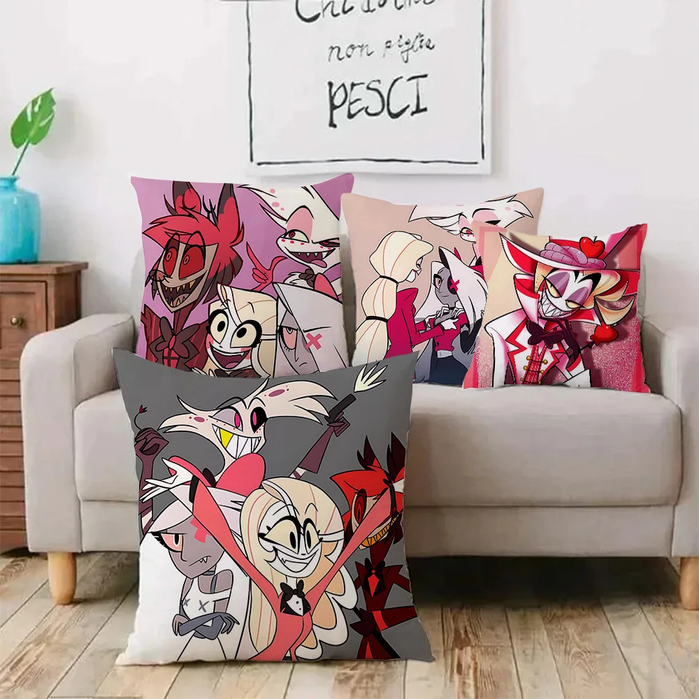 H-Hazbin HotelS Pillow Covers Cartoon Sofa Decorative Home Double-sided Printing Short Plush Cute Cushion Cover 2