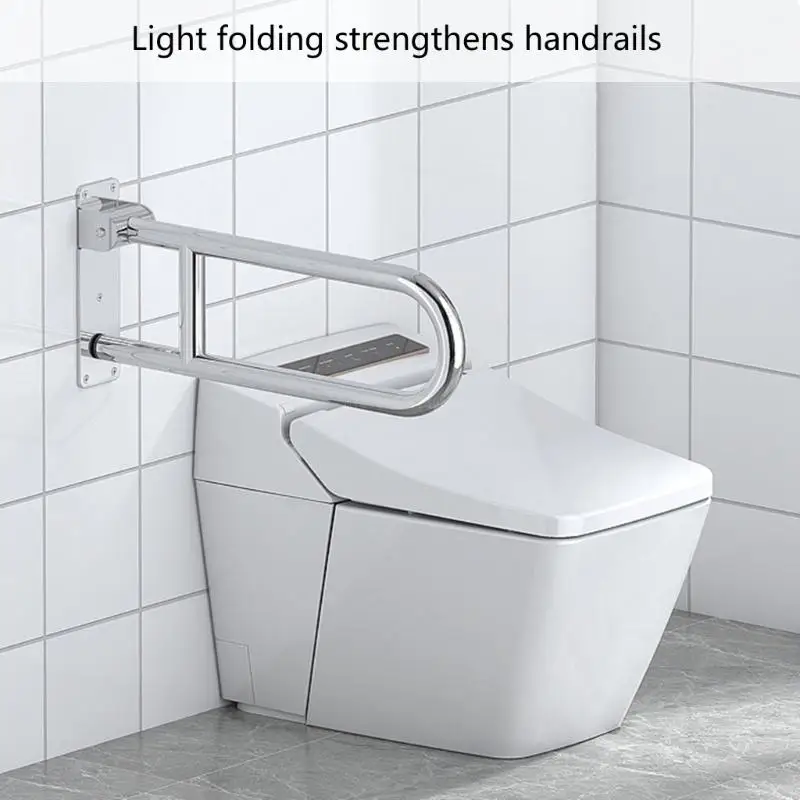 Heavy Duty 23.6" Bathroom Support Foldable Toilet Grab Handle Wall Mounted Bathroom Handrail with Paper holders for Elder Q81C