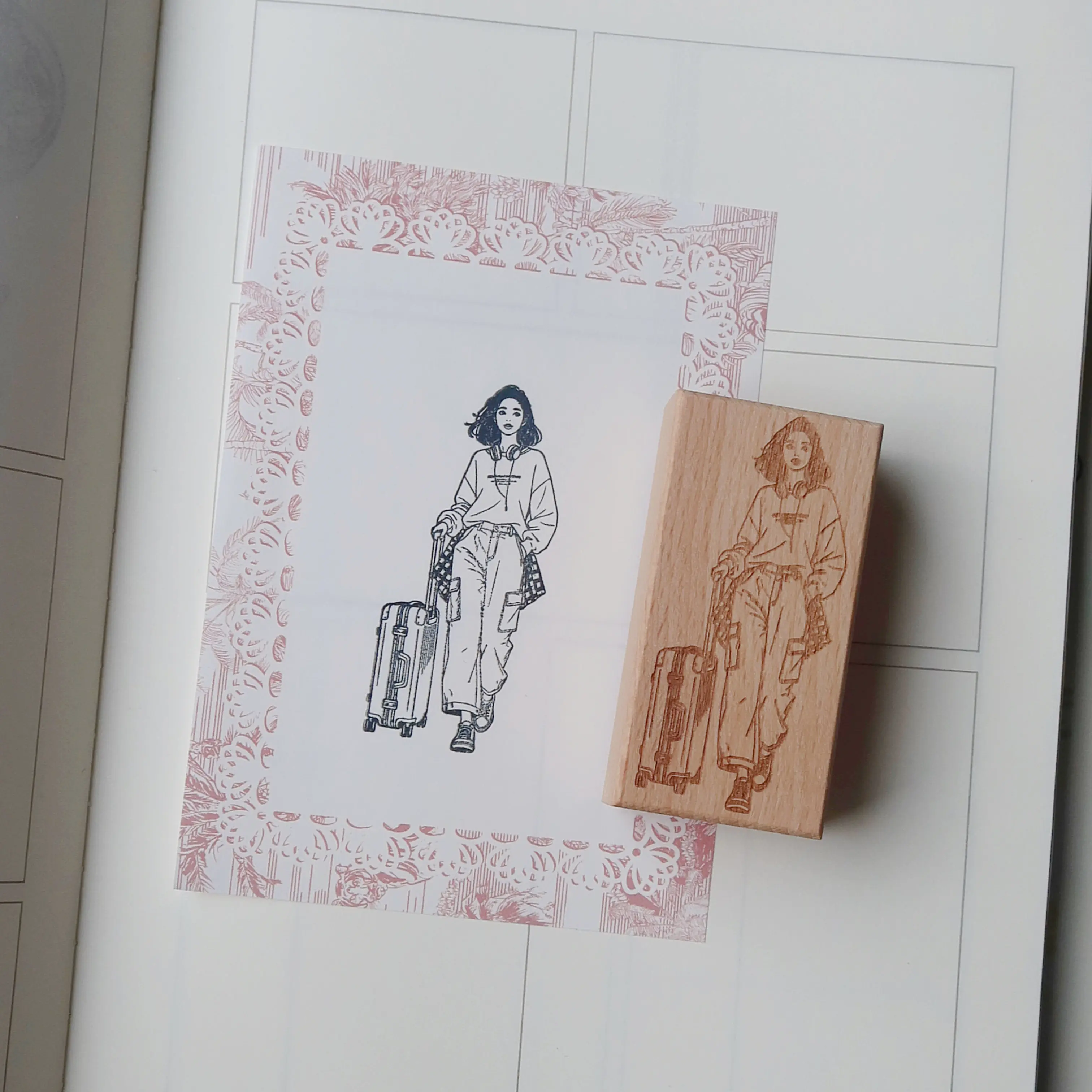 DIY 스탬프 ST 저널 여행 시리즈 핸드우든 씰 콜라주 재료 너도밤나무 젤리 글루 바닥 나무 씰
