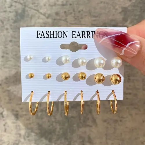 Fashion Geometric Hoop Earrings Set for Women Vintage Bohemian Pearl Gold Color Round Earring Punk Daily Wear Jewelry Gifts 2025 - Image 14