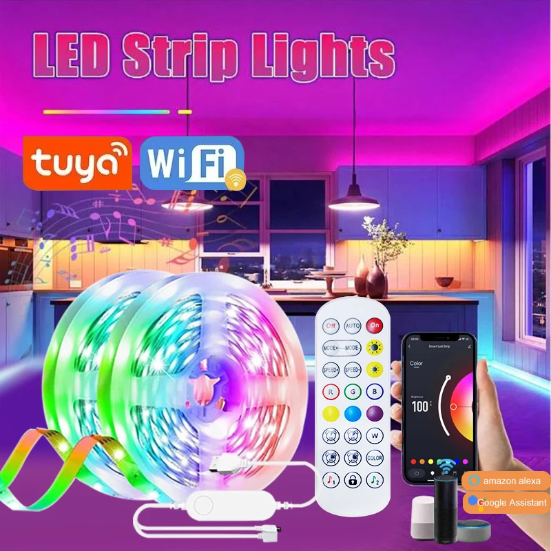รูปสินค้า ไฟ LED เส้น RGB ปรับสีได้ ควบคุมผ่านแอปพลิเคชัน
