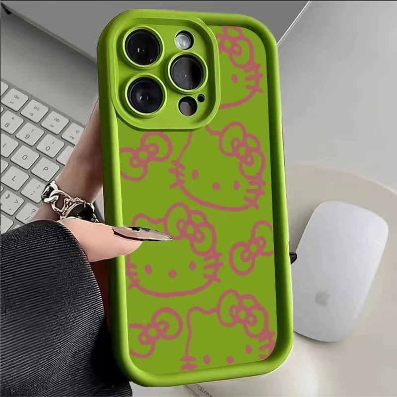 thumbnail image 1 of Sanrio funda de teléfono de Anime para iPhone, 11, 12, 13, 14, 15 Pro Max, X, XS, XR, X, 8, 7 Plus, SE2, funda de silicona, lindo y fresco, Gato de Hello Kitty, 1 of 5