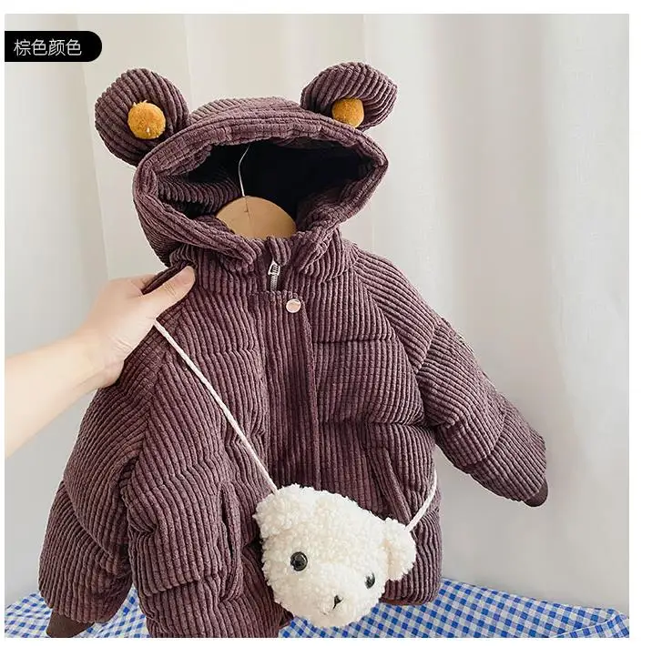 Baby girl's long warm solid-colored padded jacket children jackets girls coat