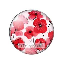 Vibrant Red Floral Art Glass Cabochon - Round Decorative Accent - 10mm (D)