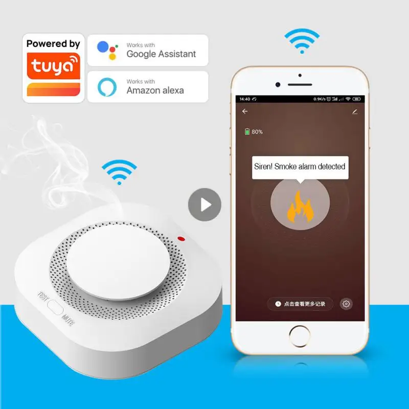 

Умное беспроводное устройство для обнаружения дыма Tuya Zigbee, WIFI, 360 °