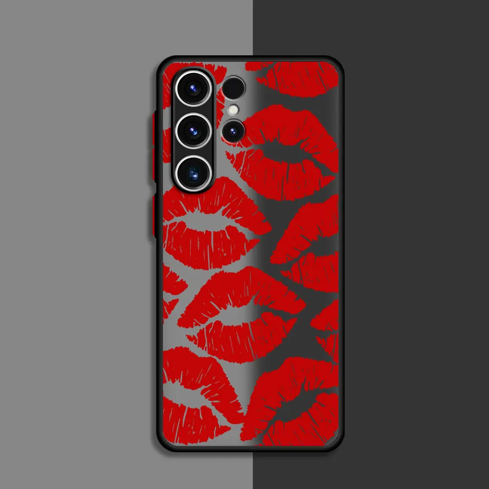thumbnail image 1 of Matte Case For Samsung Galaxy S22 S23 Ultra S24 S20 S21 FE S10 Plus Capa Note 20 10 Lite Phone Funda Gothic Style Black Lip, 1 of 5