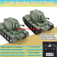 1:16 Soviet KV Series Shoot Bullet  Remote Control Tank 2.4G 320 ° Turret Rotation LED Lighting Heavy Army Electric RC Truck Toy 1