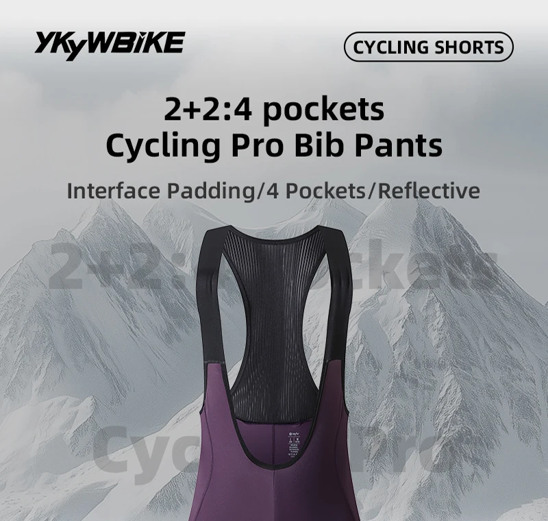 YKYWBIKE 2026 Herren-Radtrikot-Shorts mit 4 Taschen, Sommerhose, 7 Stunden Italy Interface Rennrad Pro Team Trägerhose, Spritzwassergeschützt, YKK POC – Detail 11