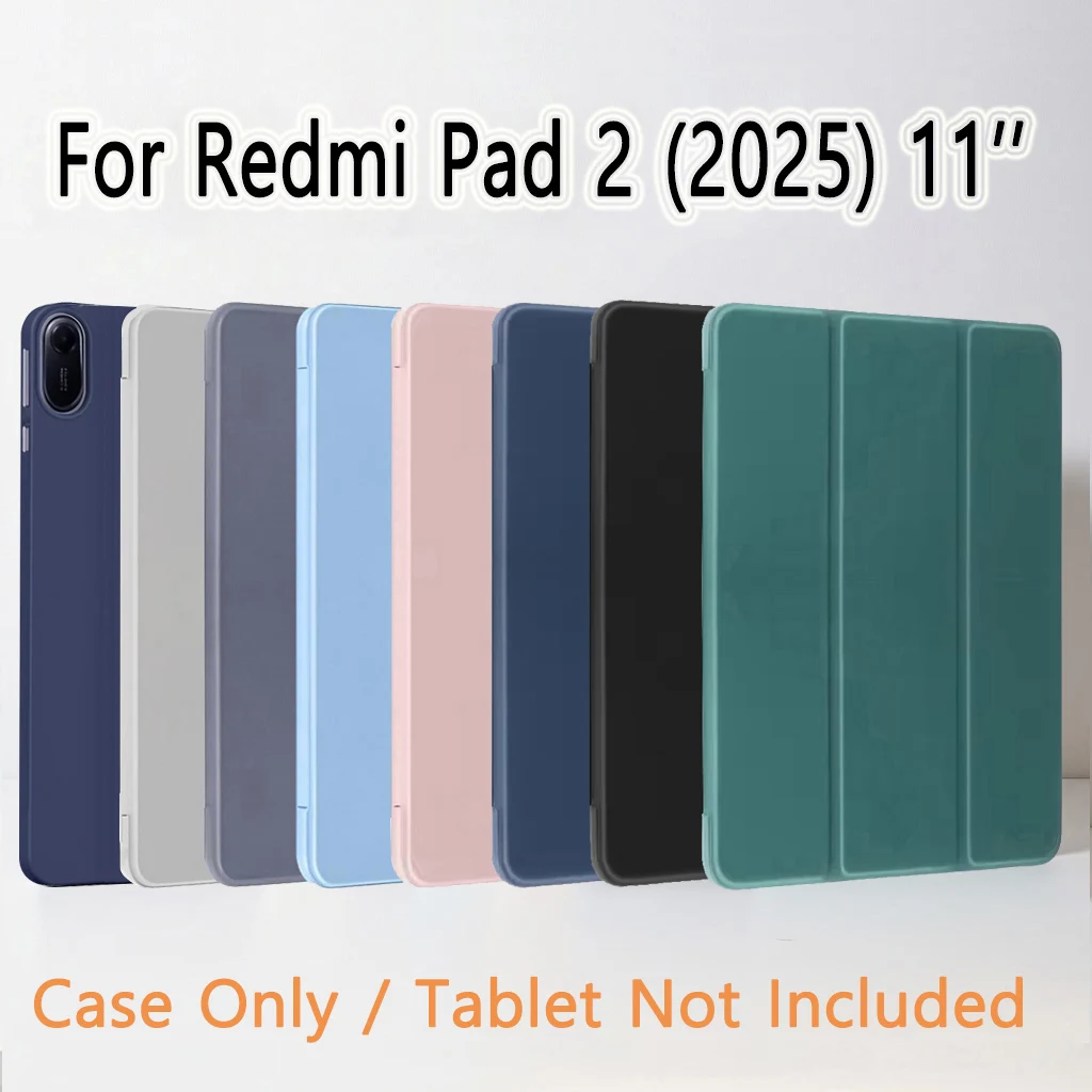 Para Redmi Pad 2 2025 Funda inteligente con tapa magnética de 11 pulgadas, soporte triple, funda de silicona suave a prueba de golpes