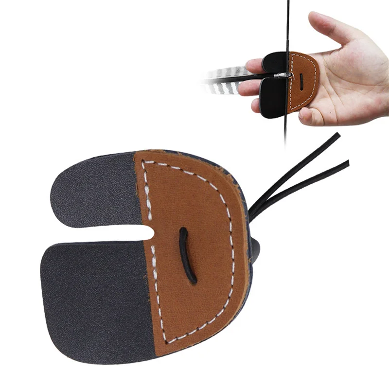 Cow Leather Archery Finger Guard Protection Pad Glove Tab Bow Shooting Hand Guard Tool Arrow Training Shooting Hunting Supplies