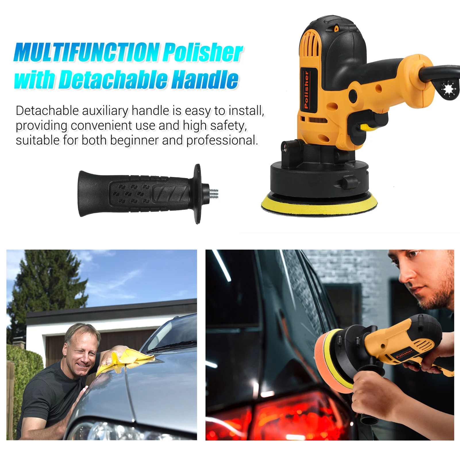 5-inch Electric Car Polisher Kit 700W Auto Car Buffer 600-3700RPM Variable Polishing Machine for Floor Furniture Ceramic Jade