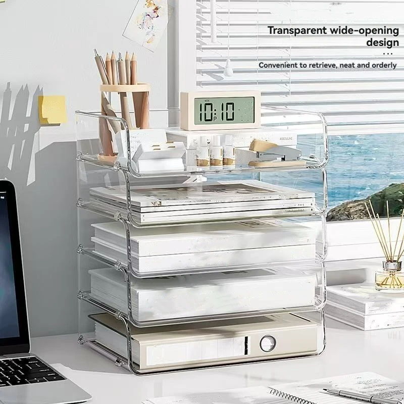 2 Pezzi/Portadocumenti Trasparente da Scrivania, Organizzatore per Ufficio, Scatola Portaoggetti, Scaffale per Libri, Portadocumenti da Scrivania - immagine 5