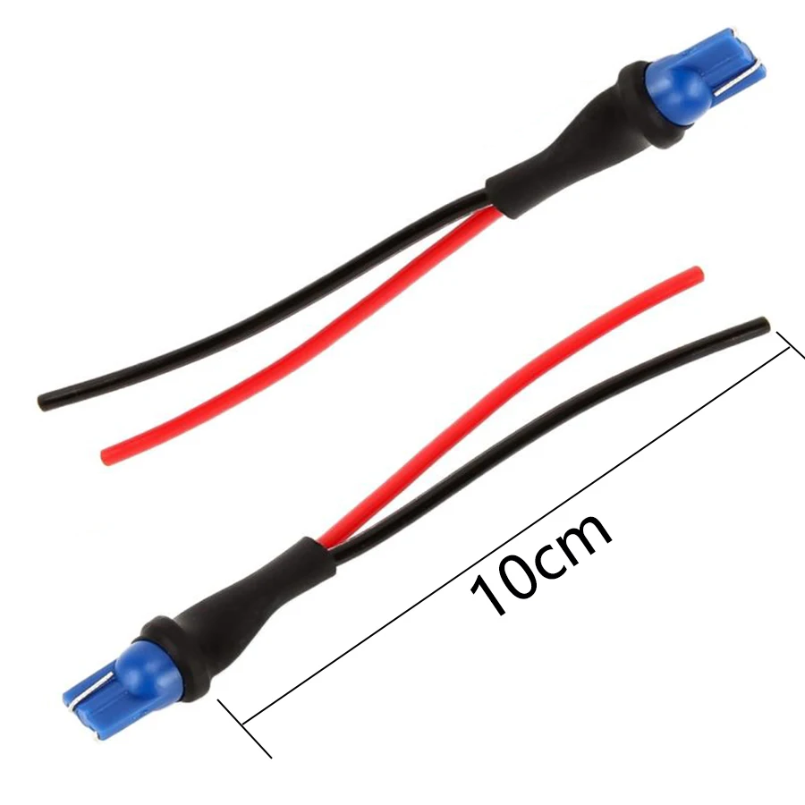 Socket Connector Plug Adapter 4Pcs T10 W5W Male Extended Wire