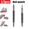 1/2pcs Spring Tool Hammerless Nail Set Center Pin Punch Door Pin Removal Tool Metal Woodwork Drill Bit Wood Press Dent Marker 1
