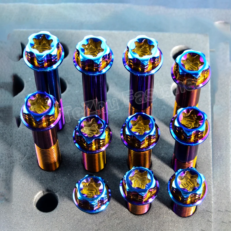 Viti E Bulloni In Titanio Blu Per Bici BMX - Kit 4 Pezzi Torx (Lunghezze 20-70mm)