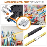 ขั้วต่อสายไฟแบบไม่มีฉนวน 200 ชิ้น ขั้วต่อสายไฟฟ้าแบบปลายต่อ ขั้วต่อทองแดงเปลือย ขั้วต่อแบบจีบ 12-10Awg 16-14Awg 5