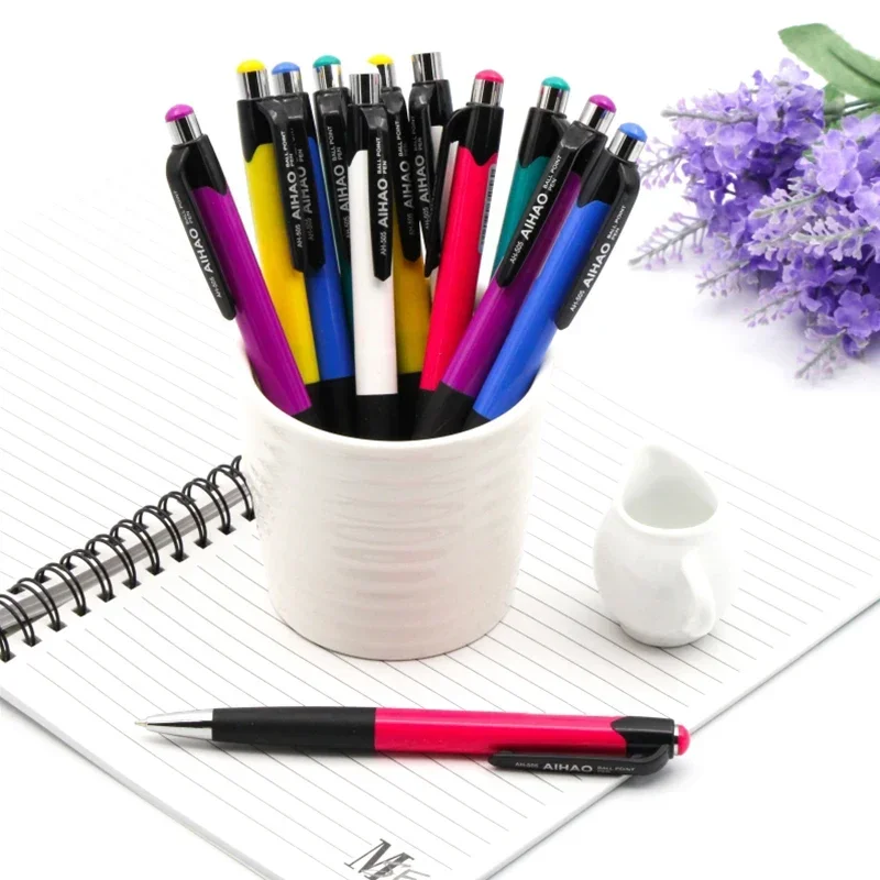 Retractable Ball Point Pen 0.7mm Colorful Bullet Roller Pen Students Stationary Material Escolar Penholder Random Color 12Pcs multifunction ballpoint pen multifunctional pen ballpoint pen ball point pen