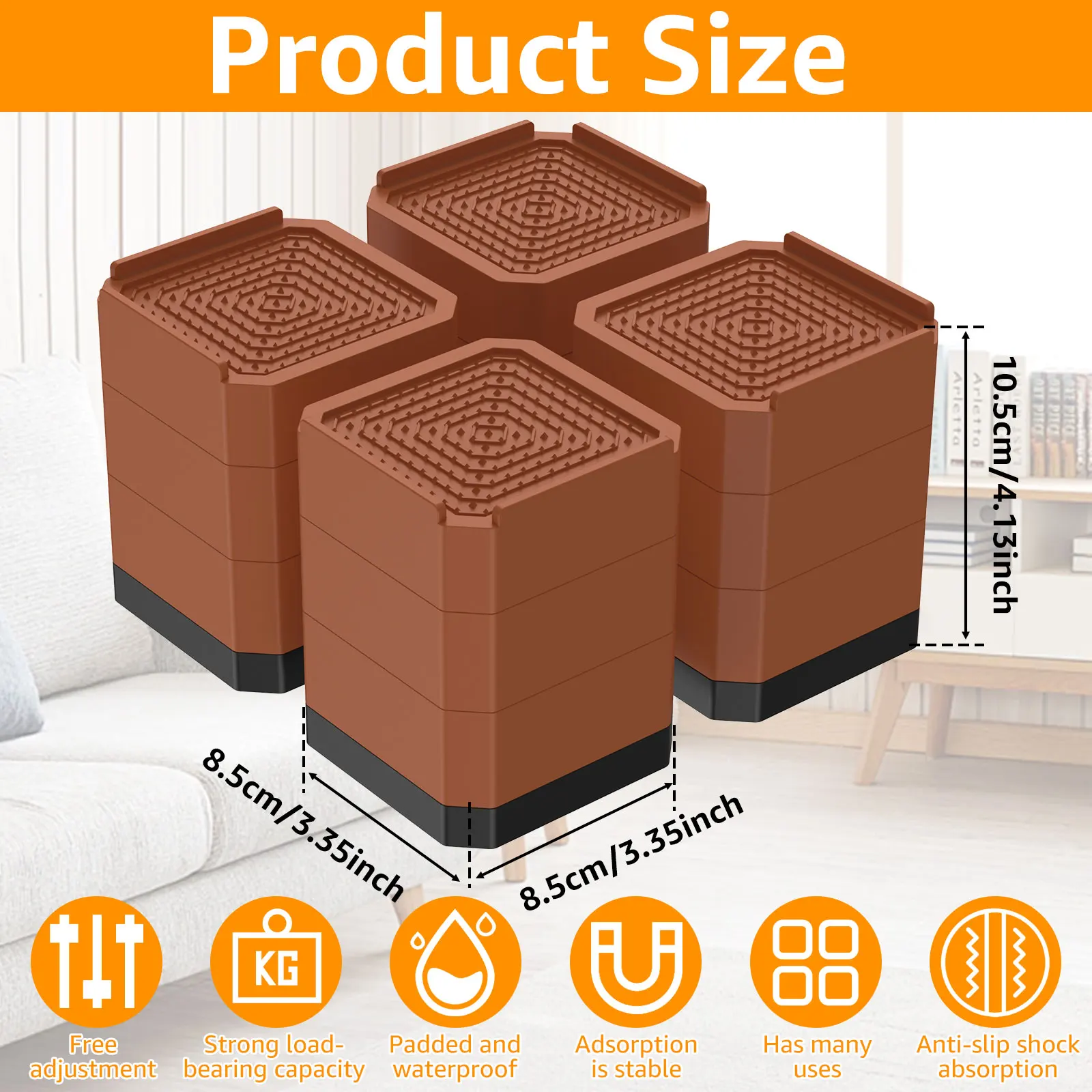 Adjustable Heavy Duty Plastic Furniture Risers for Bed Table Sofa