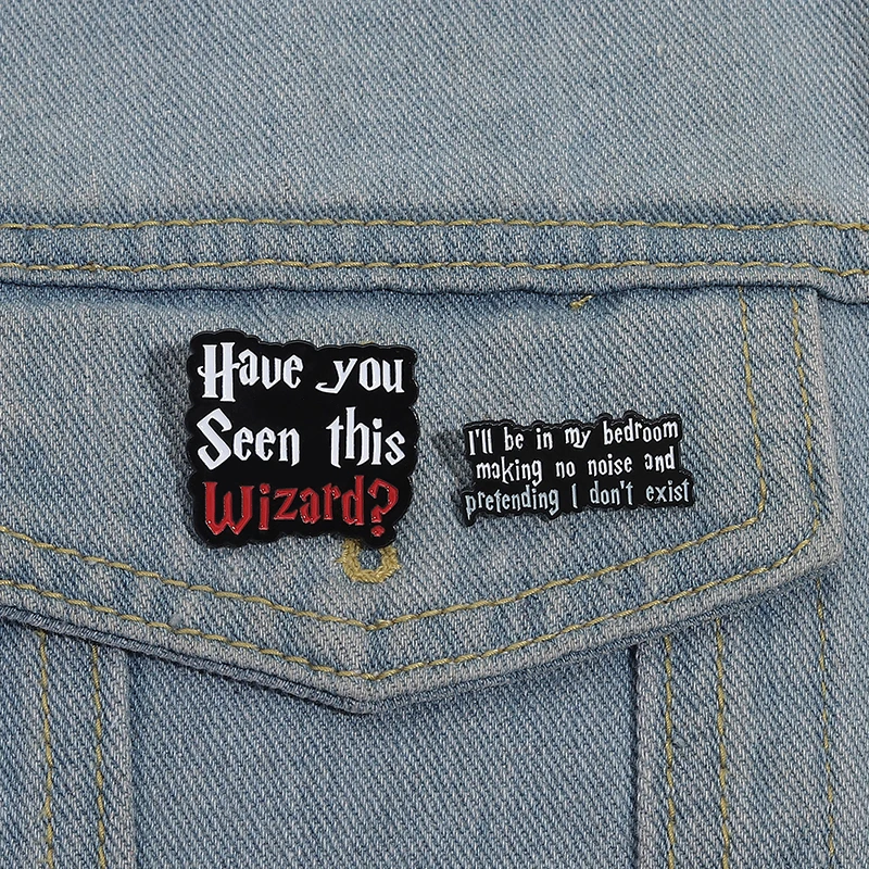 2-5pcs/set Quotes Enamel Pins Custom Psychology Have You Seen This Wizard This is Trifficult Metal Brooches Badge Jewelry Gifts
