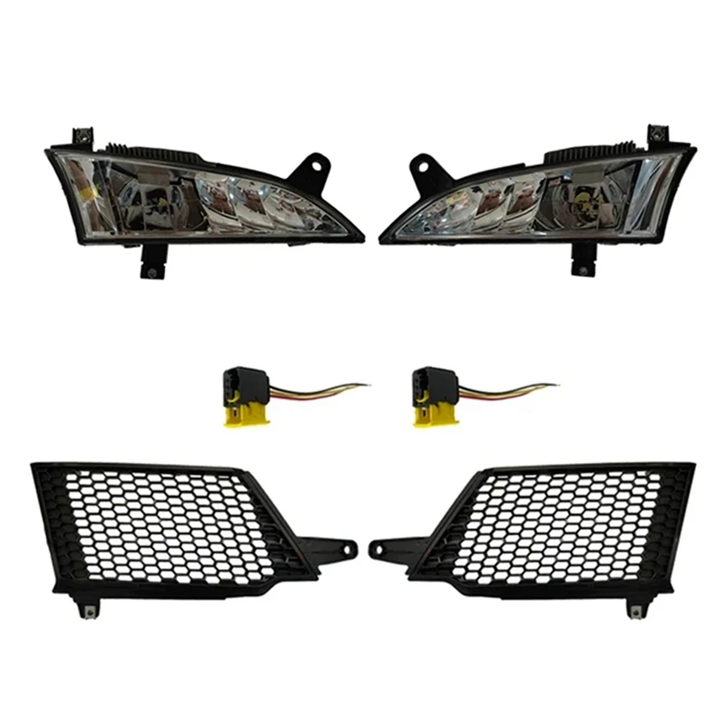 

1 Pair Fog Lamp And Grille 2552712 2552711 2307647 2307649 ABS Fit For Scania R/P Truck 24V LED Light With Cover Panel